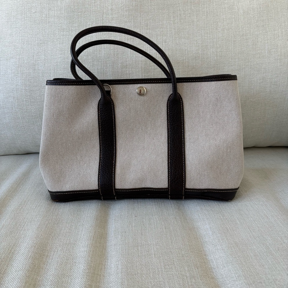 Hermès Garden Party TPM Marron Graines Toile H Buffle